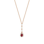 0,75 Carat Diamond Baguette Ruby Necklace