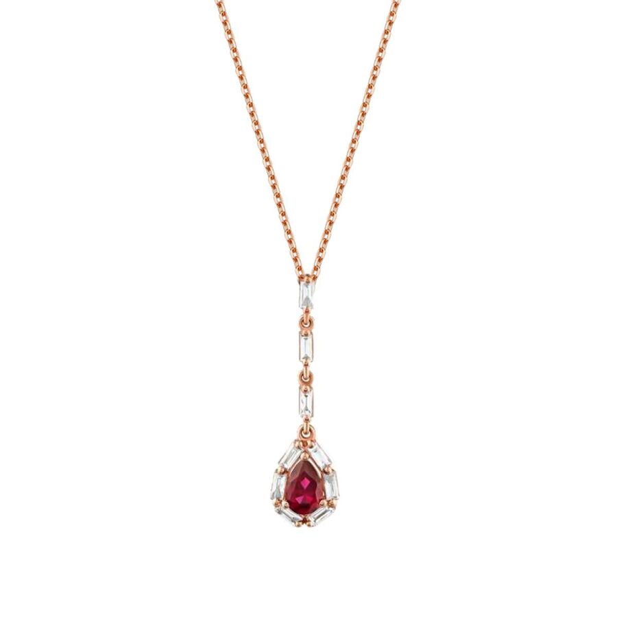 0,75 Carat Diamond Baguette Ruby Necklace