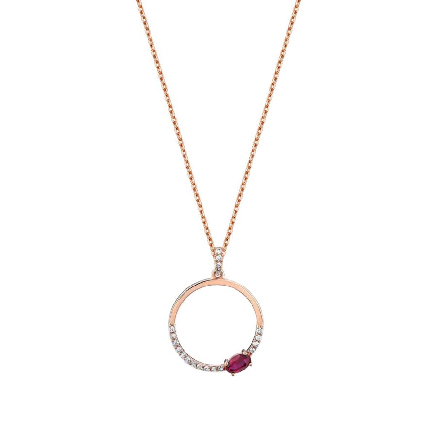 0,47 Carat Diamond Ruby Hoop Necklace