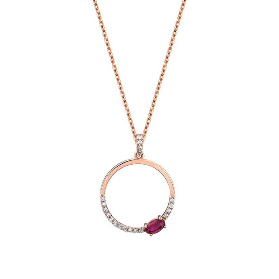 0,47 Carat Diamond Ruby Hoop Necklace