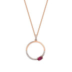 0,47 Carat Diamond Ruby Hoop Necklace