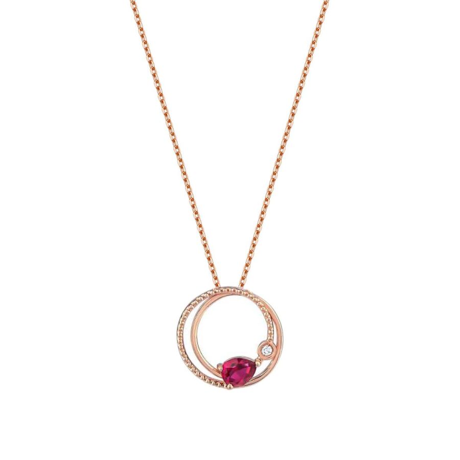 0,34 Carat Diamond Ruby Hoop Necklace