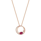 0,34 Carat Diamond Ruby Hoop Necklace