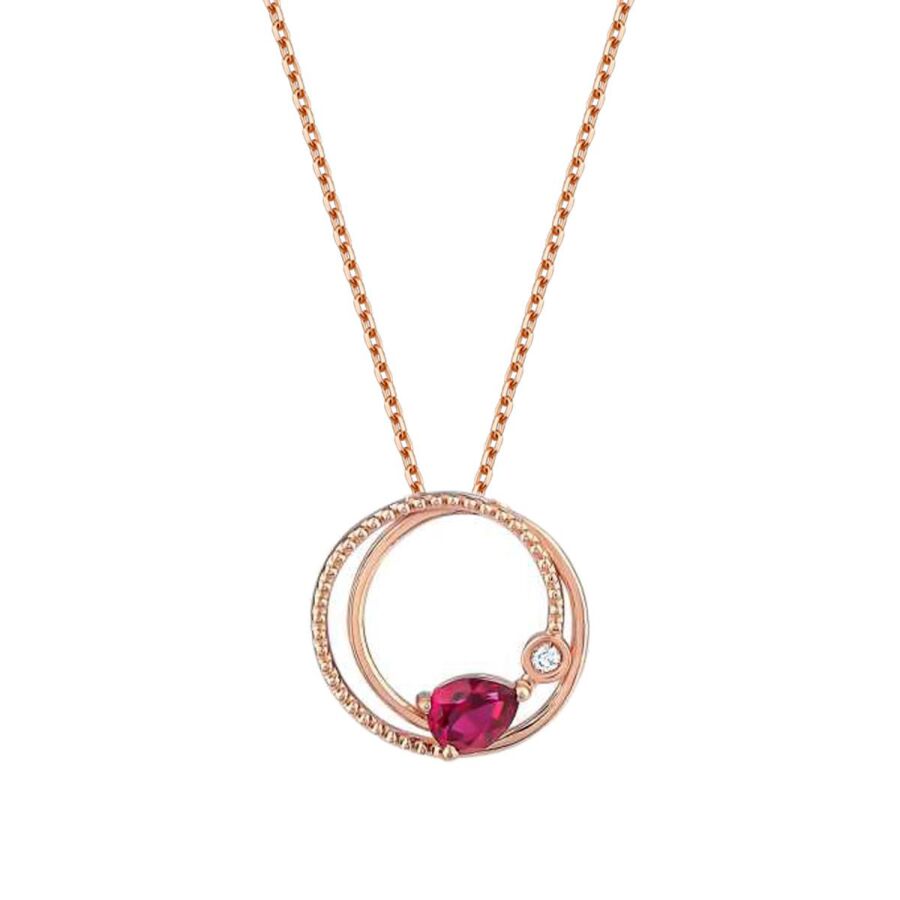 0,34 Carat Diamond Ruby Hoop Necklace