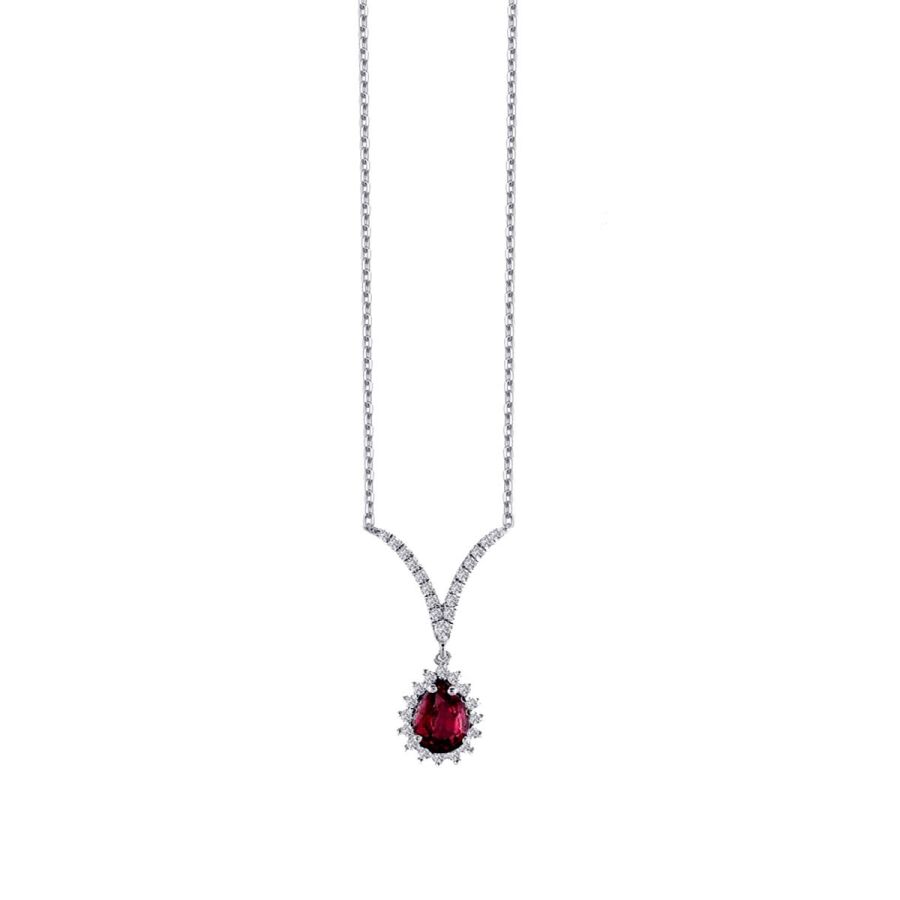 0,66 Carat Diamond Ruby Necklace