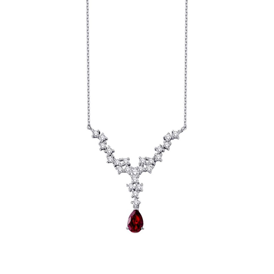 1,04 Carat Diamond Pear Ruby Necklace