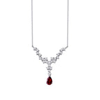 1,04 Carat Diamond Pear Ruby Necklace