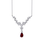 1,04 Carat Diamond Pear Ruby Necklace