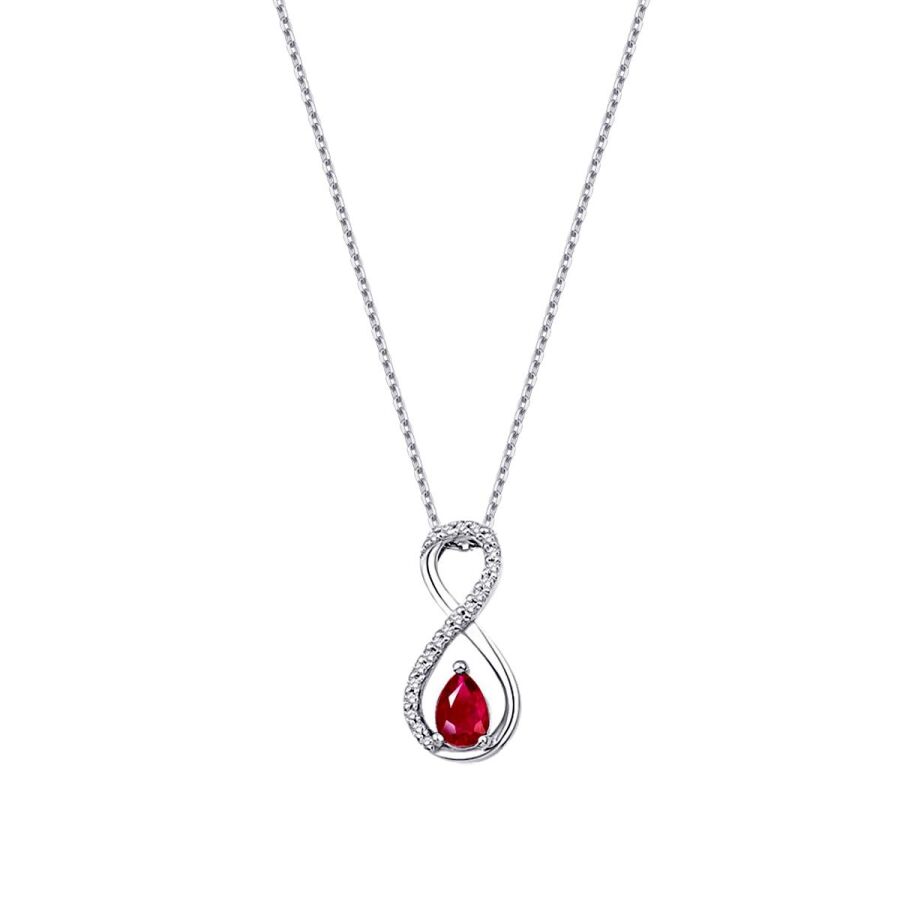 0,69 Carat Diamond Infinity Ruby Necklace