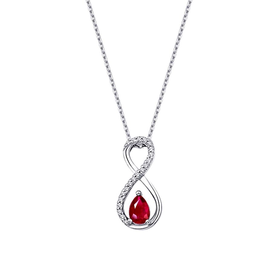 0,69 Carat Diamond Infinity Ruby Necklace