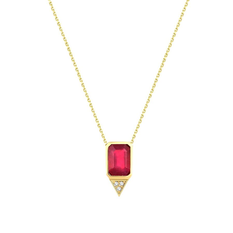 1,54 Carat Diamond Ruby Necklace