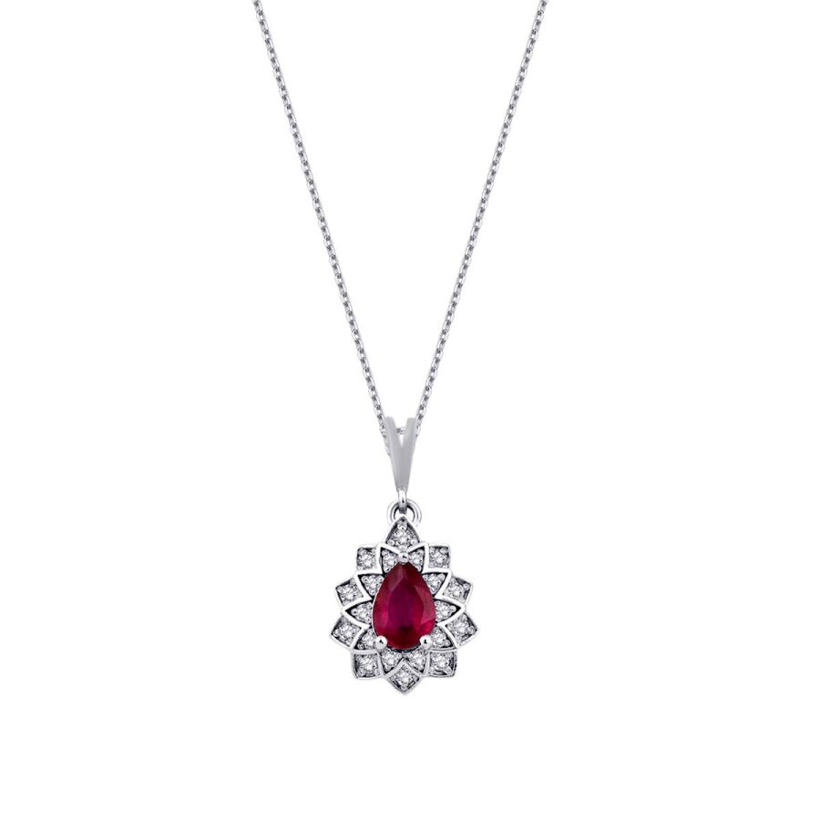 0,75 Carat Diamond Ruby Necklace