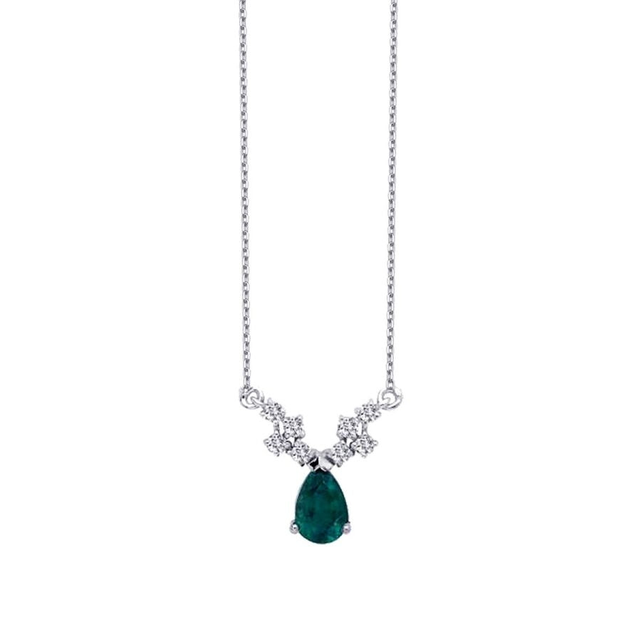 0.99 Carat Diamond Emerald Necklace