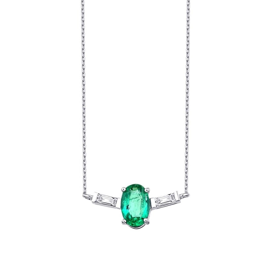 0.45 Carat Diamond Emerald Baguette Necklace
