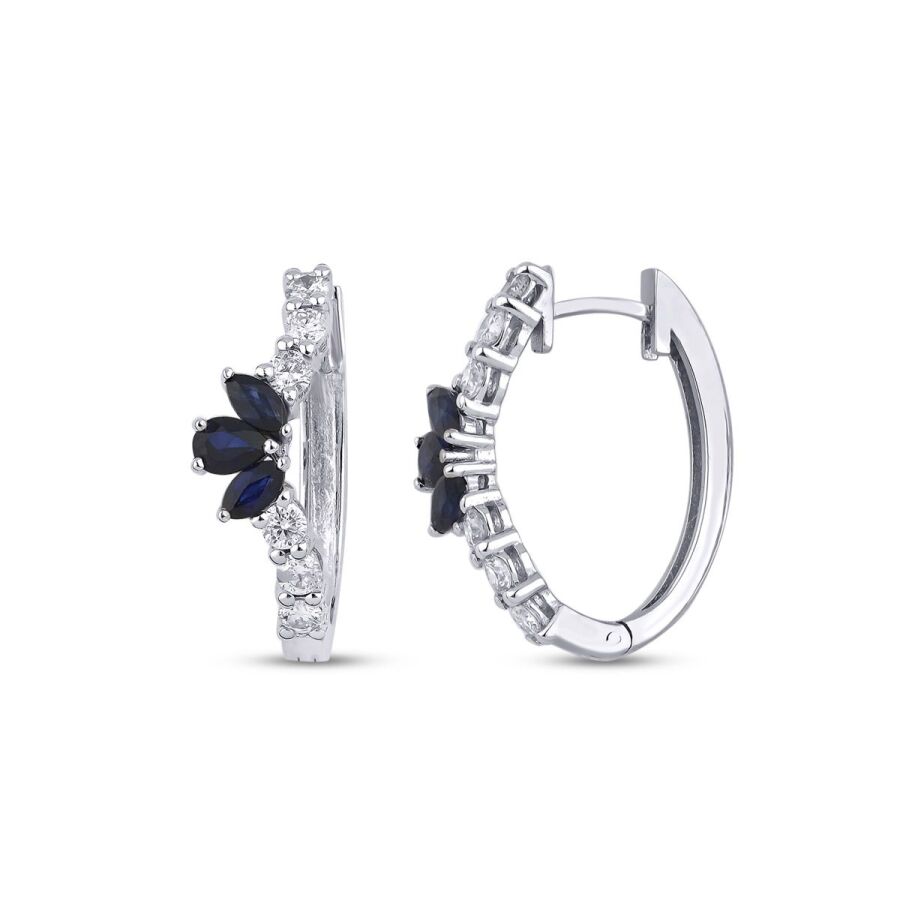 1,30 Carat Diamond Sapphire Earrings
