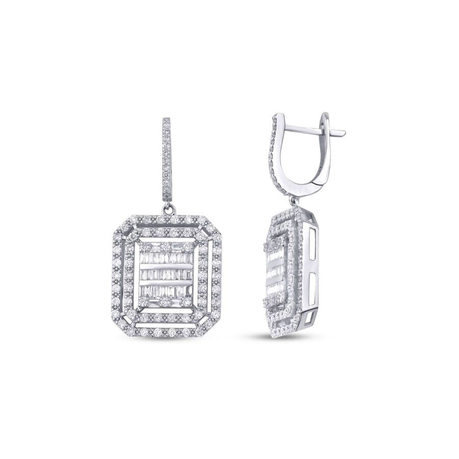 1,62 Carat Diamond Baguette Earrings