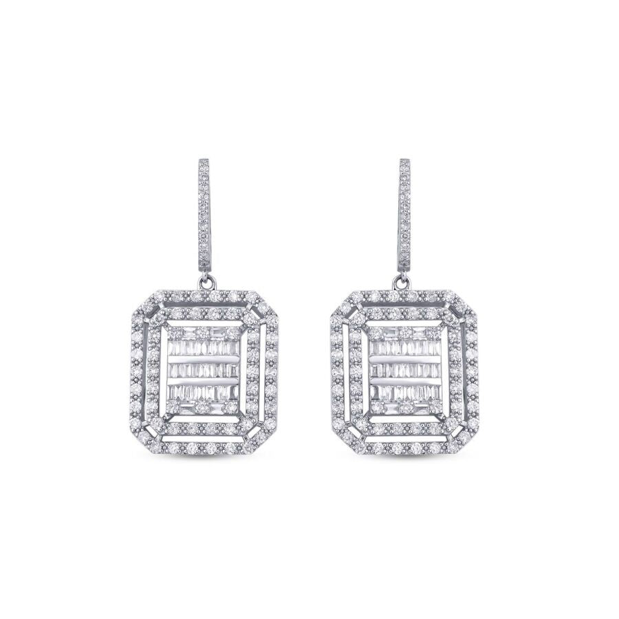 1,62 Carat Diamond Baguette Earrings