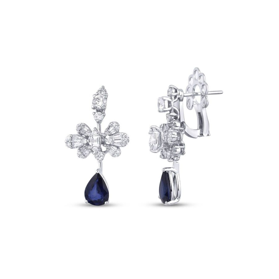 4,33 Carat Diamond Sapphire Earrings