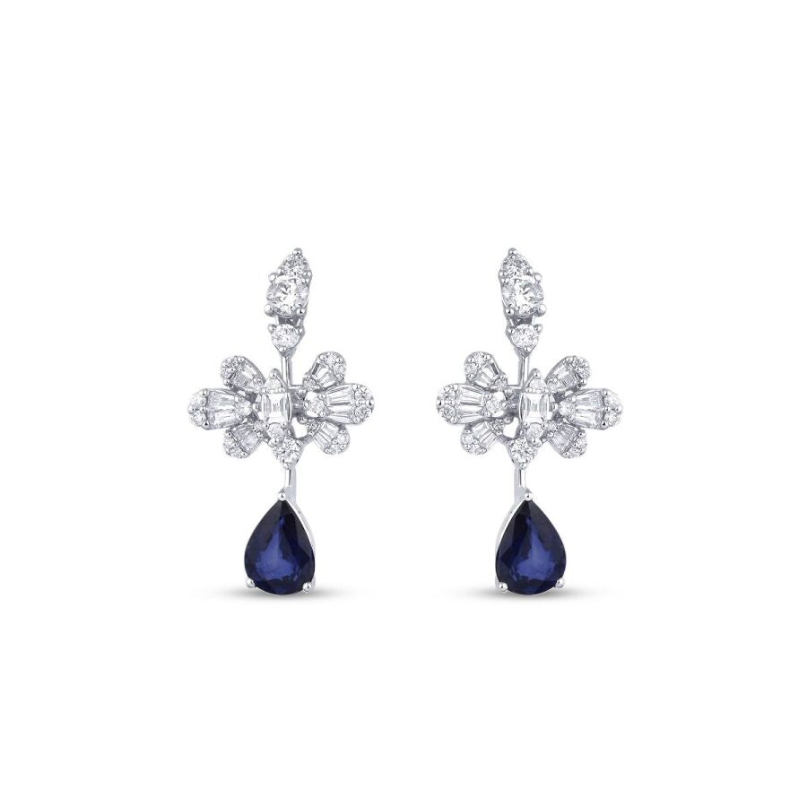 4,33 Carat Diamond Sapphire Earrings