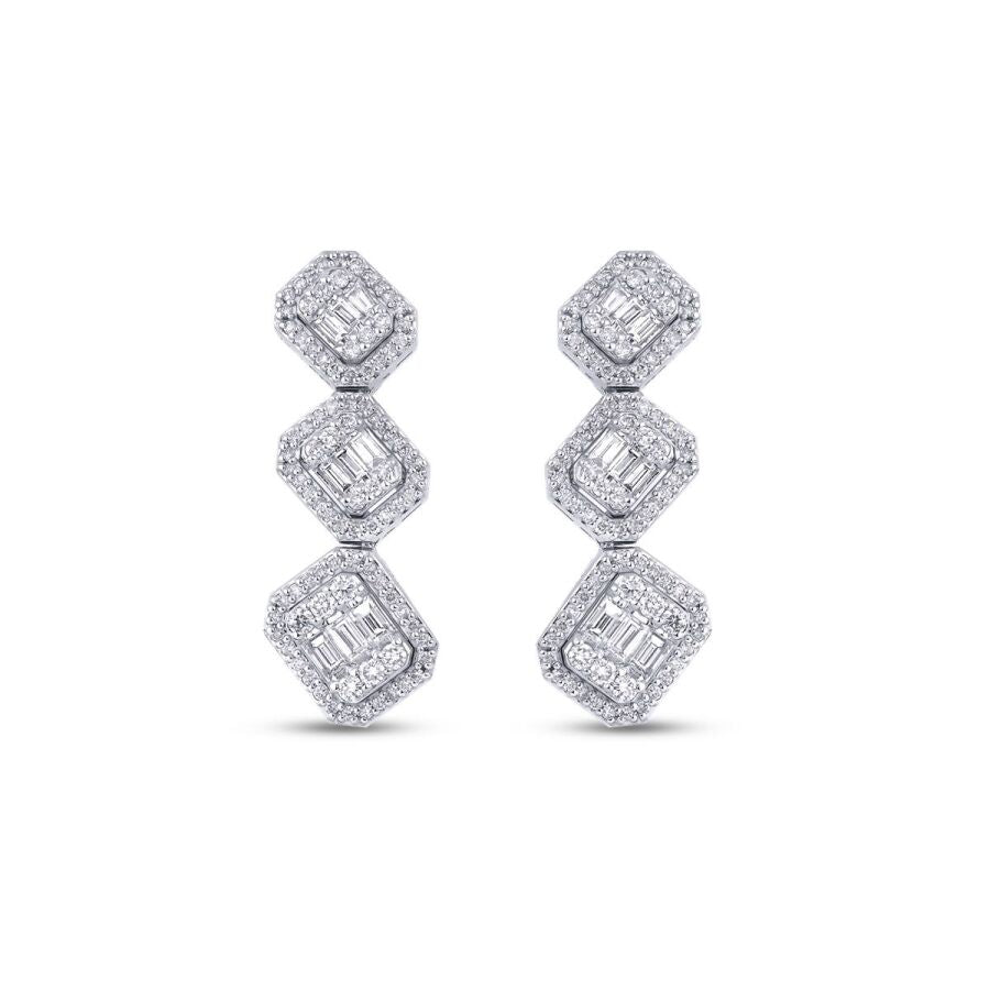 1,30 Carat Diamond Baguette Earrings