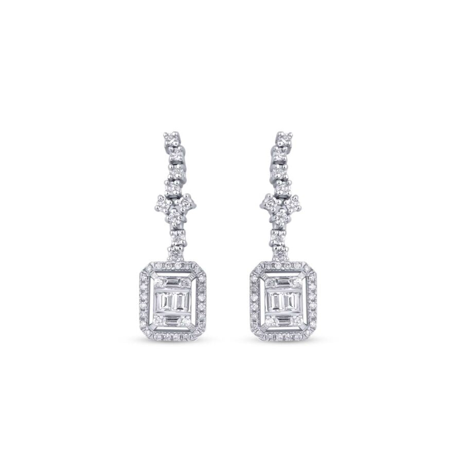 0,72 Carat Diamond Baguette Earrings