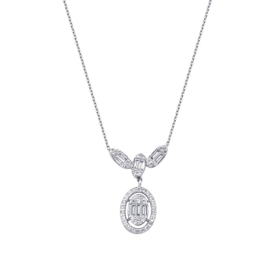 0,28 Carat Diamond Baguette Necklace