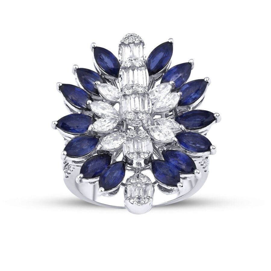 5,21 Carat Diamond Sapphire Ring