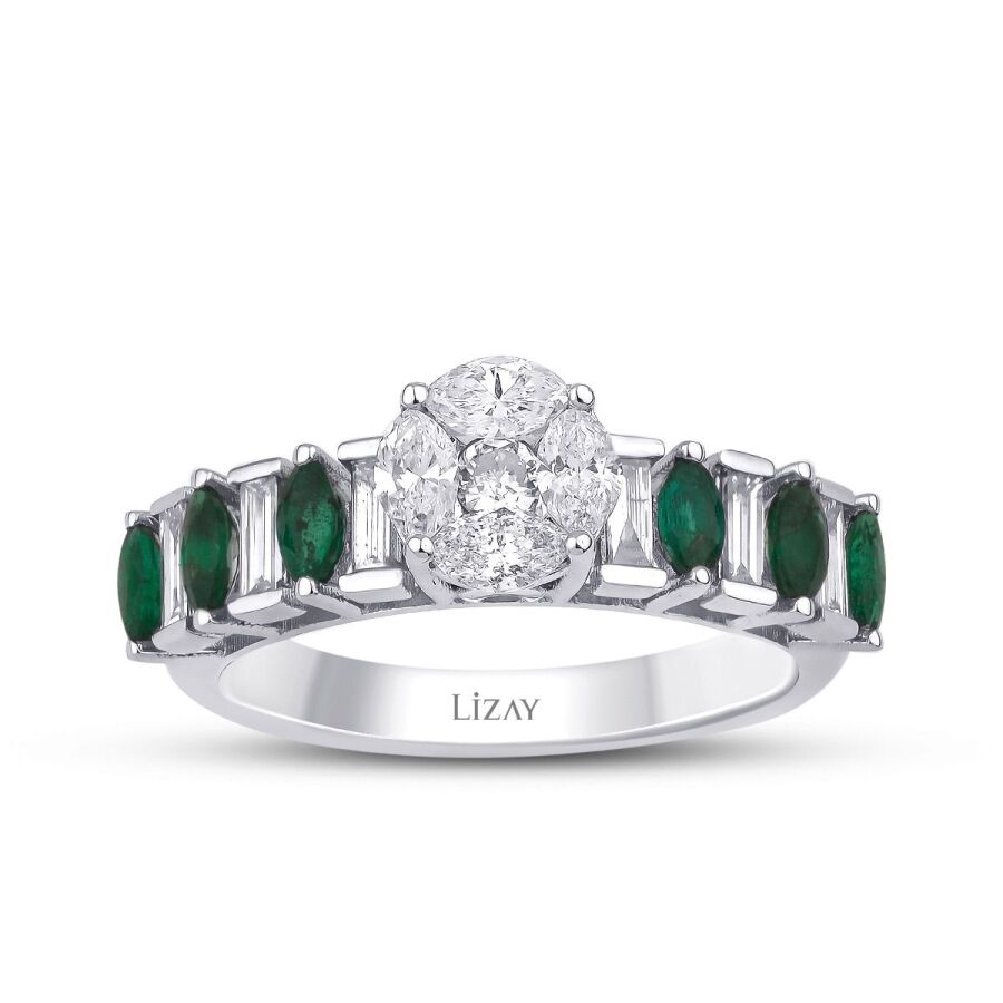 1,12 Carat Diamond Emerald Ring
