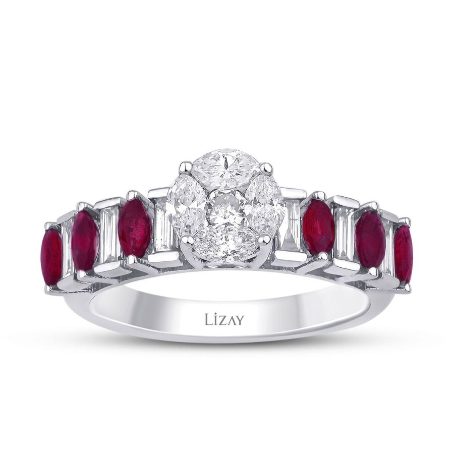 1,34 Carat Diamond Ruby Ring