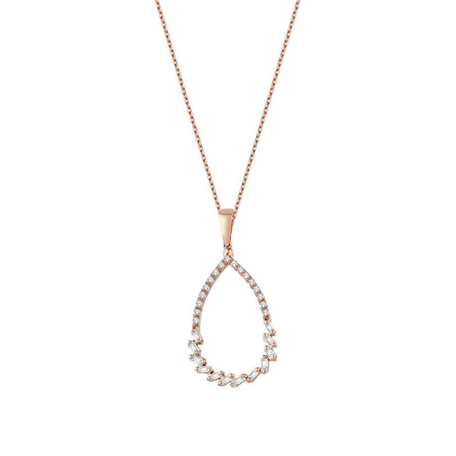 0,23 Carat Diamond Pear Baguette Necklace