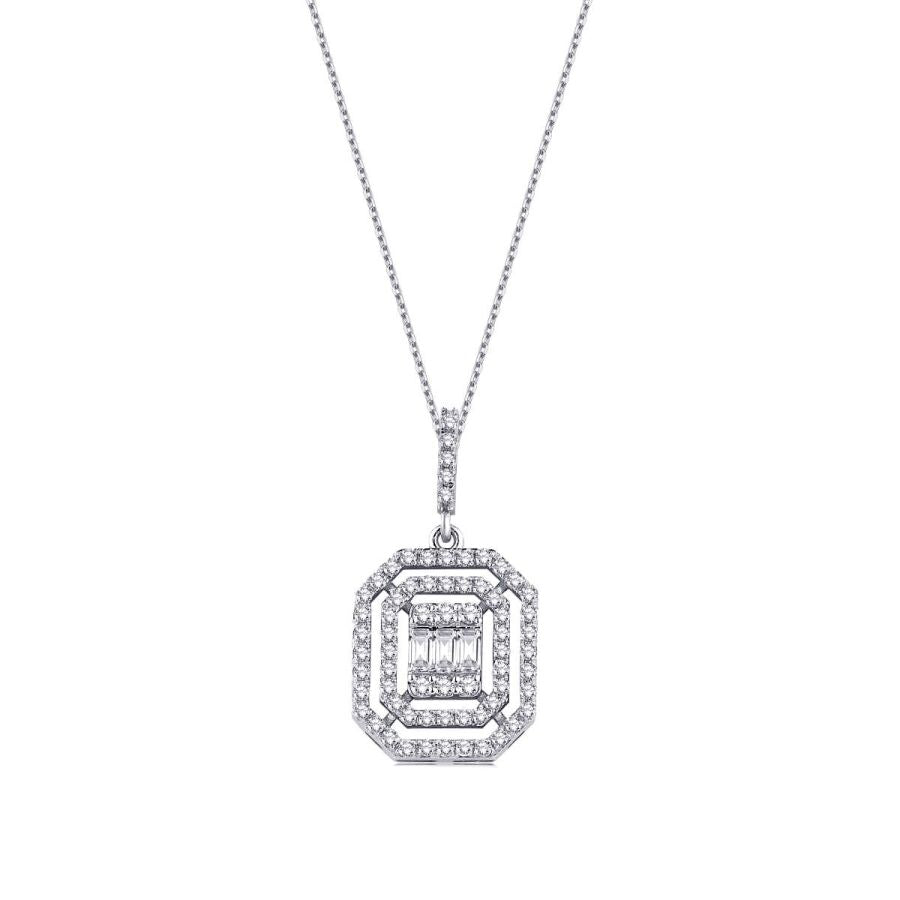 0.42 Carat Diamond Baguette Necklace