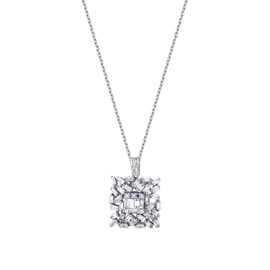 1,29 Carat Diamond Baguette Necklace