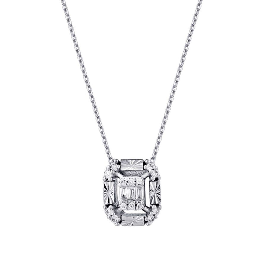 0,09 Carat Diamond-Effect Baguette Necklace