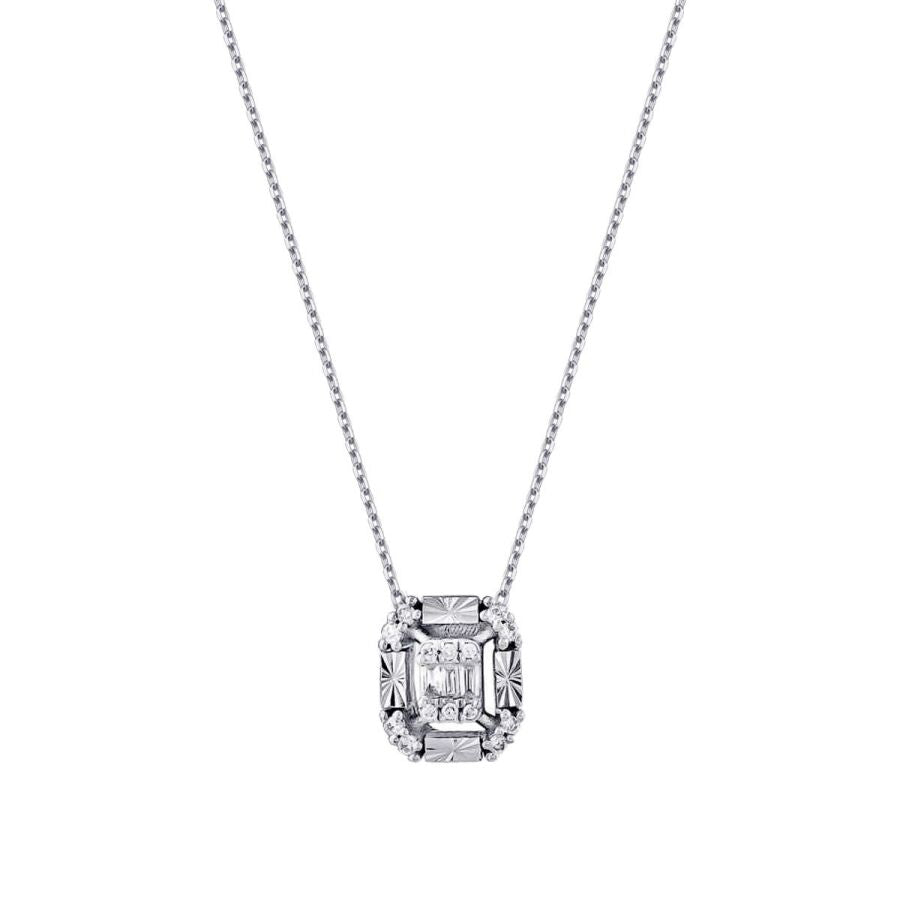 0,09 Carat Diamond-Effect Baguette Necklace