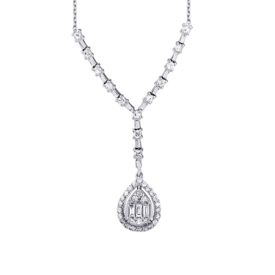 0,50 Carat Diamond Baguette Pear Necklace