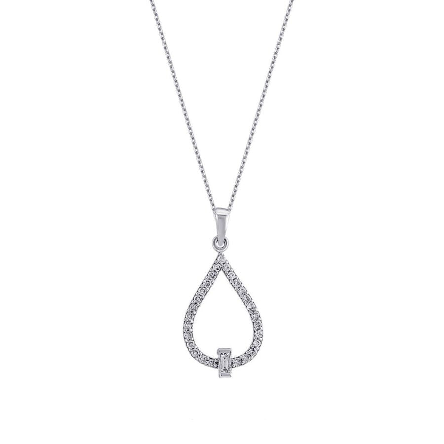 0,22 Carat Diamond Pear Baguette Necklace