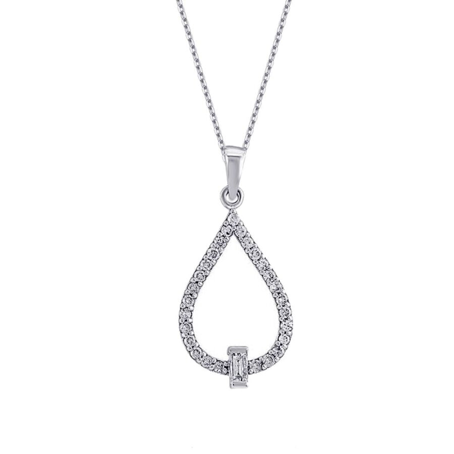 0,22 Carat Diamond Pear Baguette Necklace