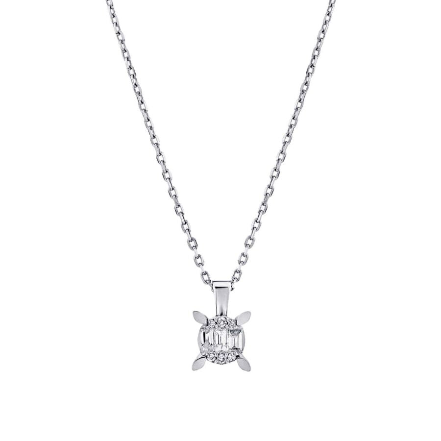 0,08 Carat Diamond Baguette Solitaire Necklace
