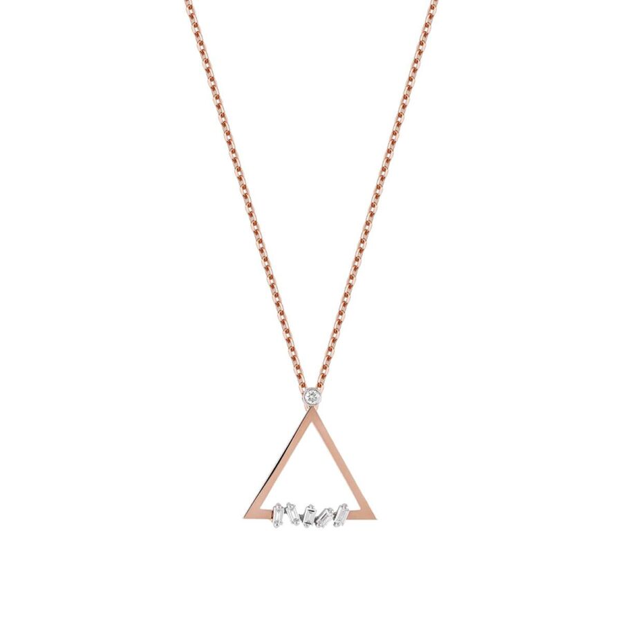 0,07 Carat Diamond Baguette Triangle Necklace