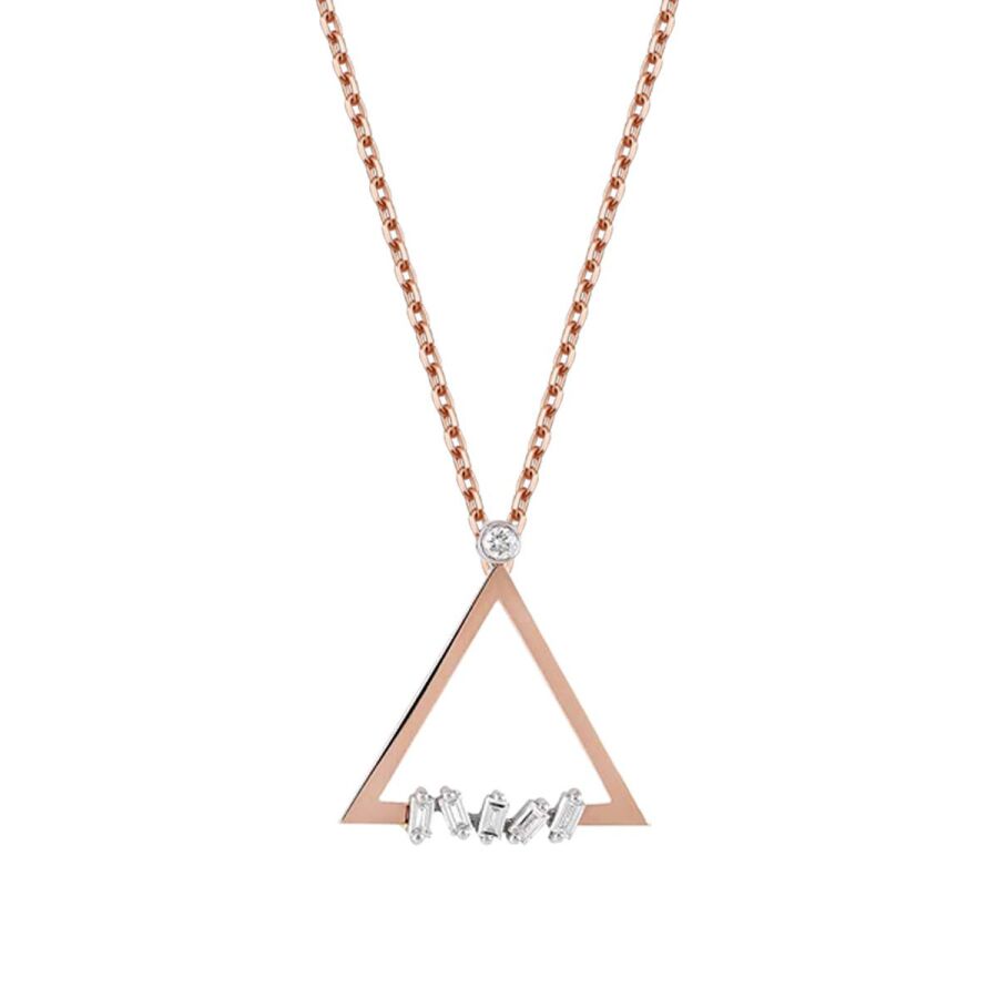 0,07 Carat Diamond Baguette Triangle Necklace