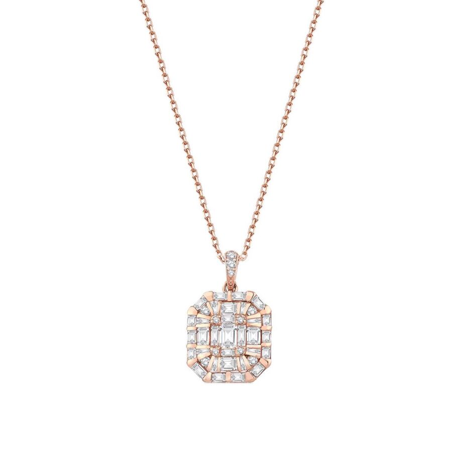 0.89 Carat Diamond Baguette Necklace