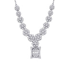 0,69 Carat Diamond Flower Baguette Necklace
