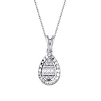0,06 Carat Diamond Baguette Pear Necklace