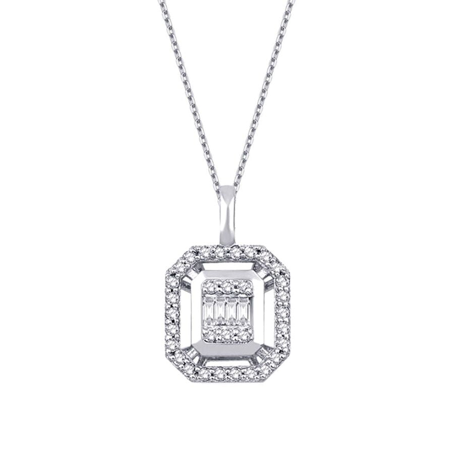 0,14 Carat Diamond Baguette Necklace
