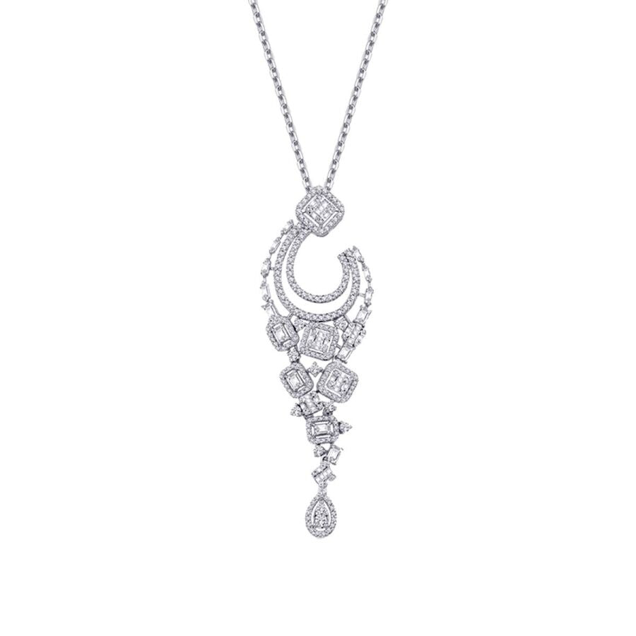1.77 Carat Diamond Baguette Necklace
