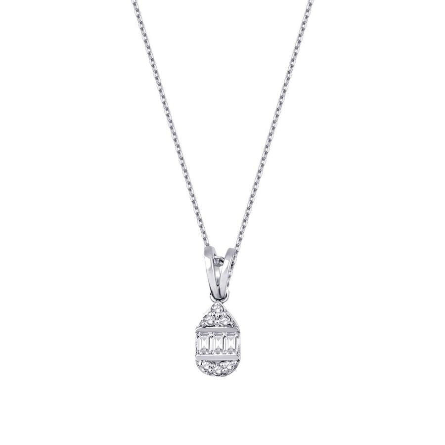 0.07 Carat Diamond Pear Baguette Necklace