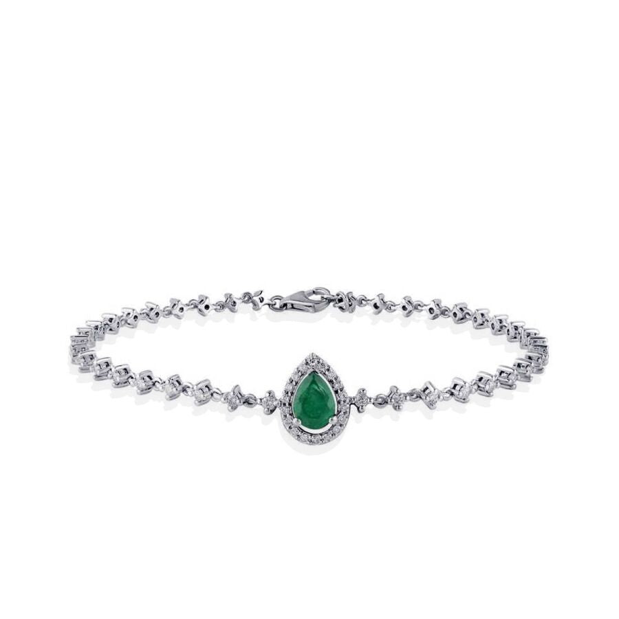 1,40 Carat Diamond Emerald Bracelet