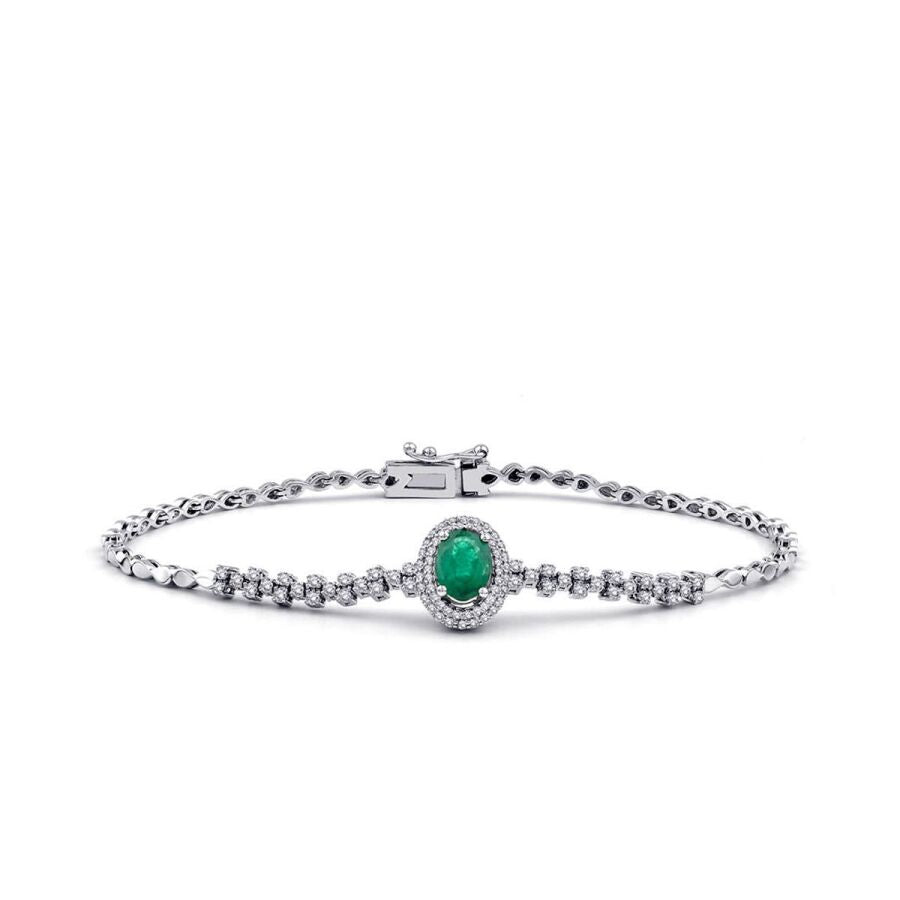 1,13 Carat Diamond Emerald Bracelet