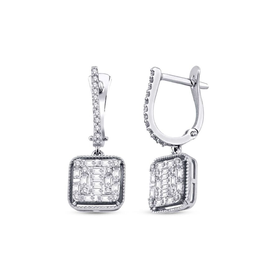 0,70 Carat Diamond Baguette Earrings