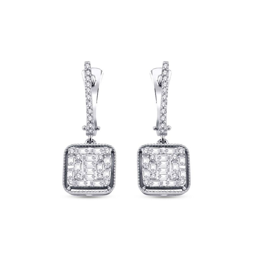 0,70 Carat Diamond Baguette Earrings